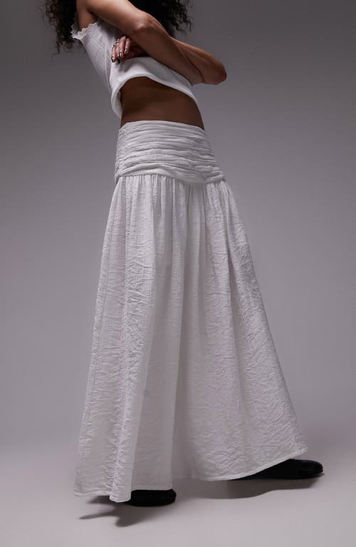 Shop Topshop Ruched Waist Maxi Skirt In White