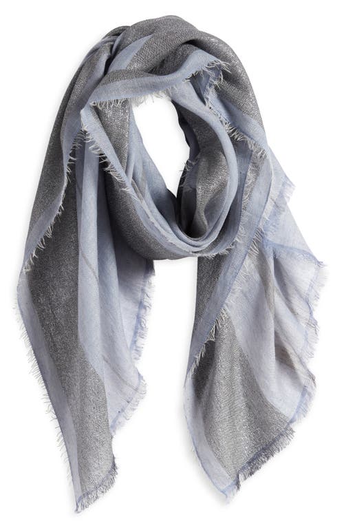 The Solitaire Metallic Long Scarf in Smoke Blue
