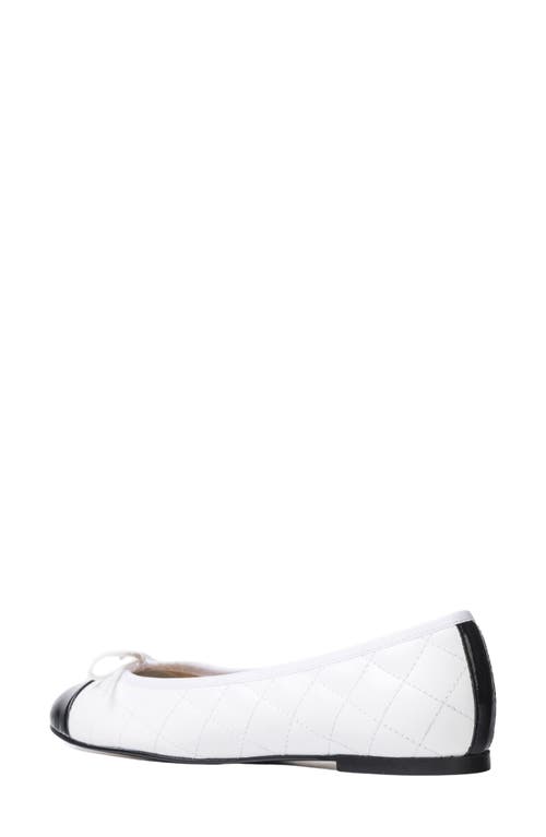 Jon Josef Belle Quilted Ballerina Flat In White/black Combo