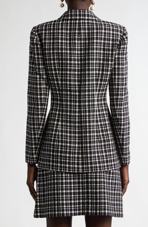 Shop Carolina Herrera Plaid Wool Blend Blazer In Black/white