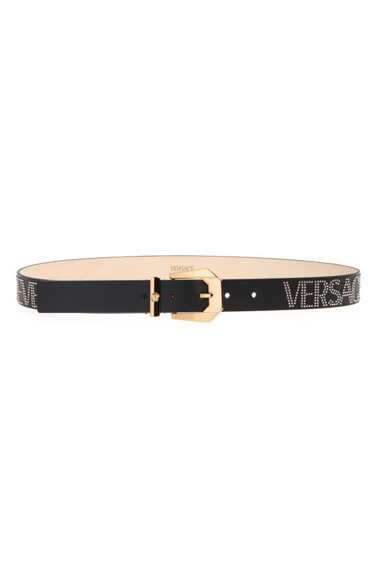 VERSACE STUD LOGO LEATHER BELT