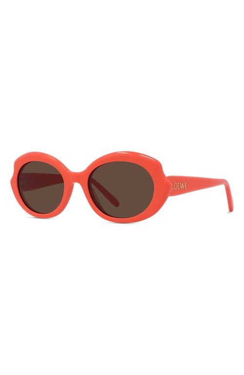 Shop Loewe Thin Mini 54mm Oval Sunglasses In Shiny Orange/brown