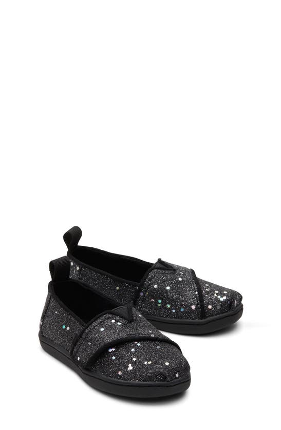 Shop Toms Kids' Glitter Alpargata Slip-on Sneaker In Black