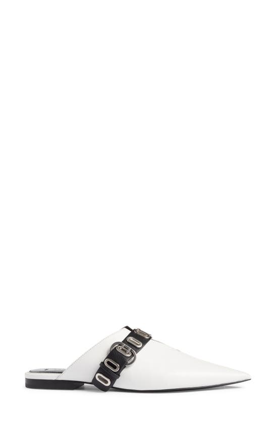 Rag & Bone Victory Leather Buckle Mules In Bright White