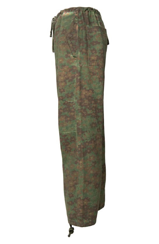 Shop Round Two Floral Camouflage Drawstring Parachute Pants In Green Multi