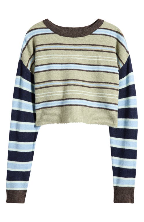 Shop Pacsun Iris Crewneck Crop Sweater In Tea Stripe