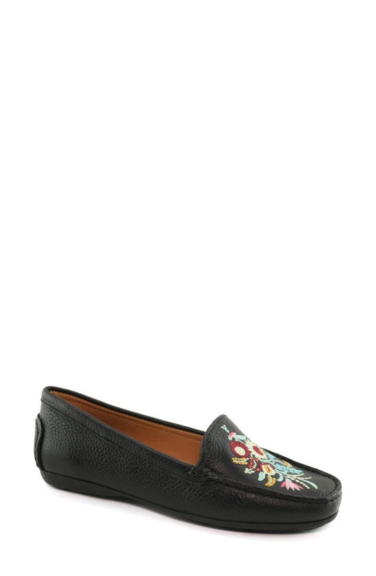 Driver Club Usa Nashville Embroidered Loafer In Black Tumbled
