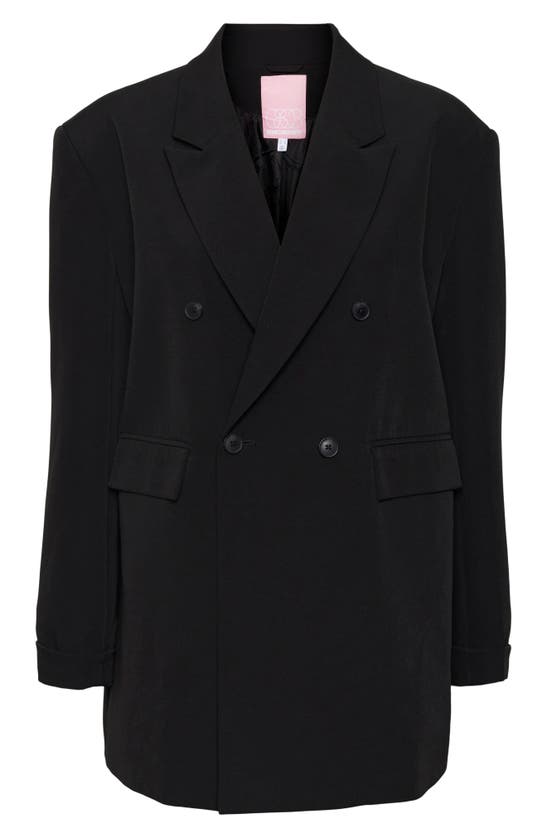 Shop Something New Eva Hot Fix Embellished Double Breasted Blazer In Black