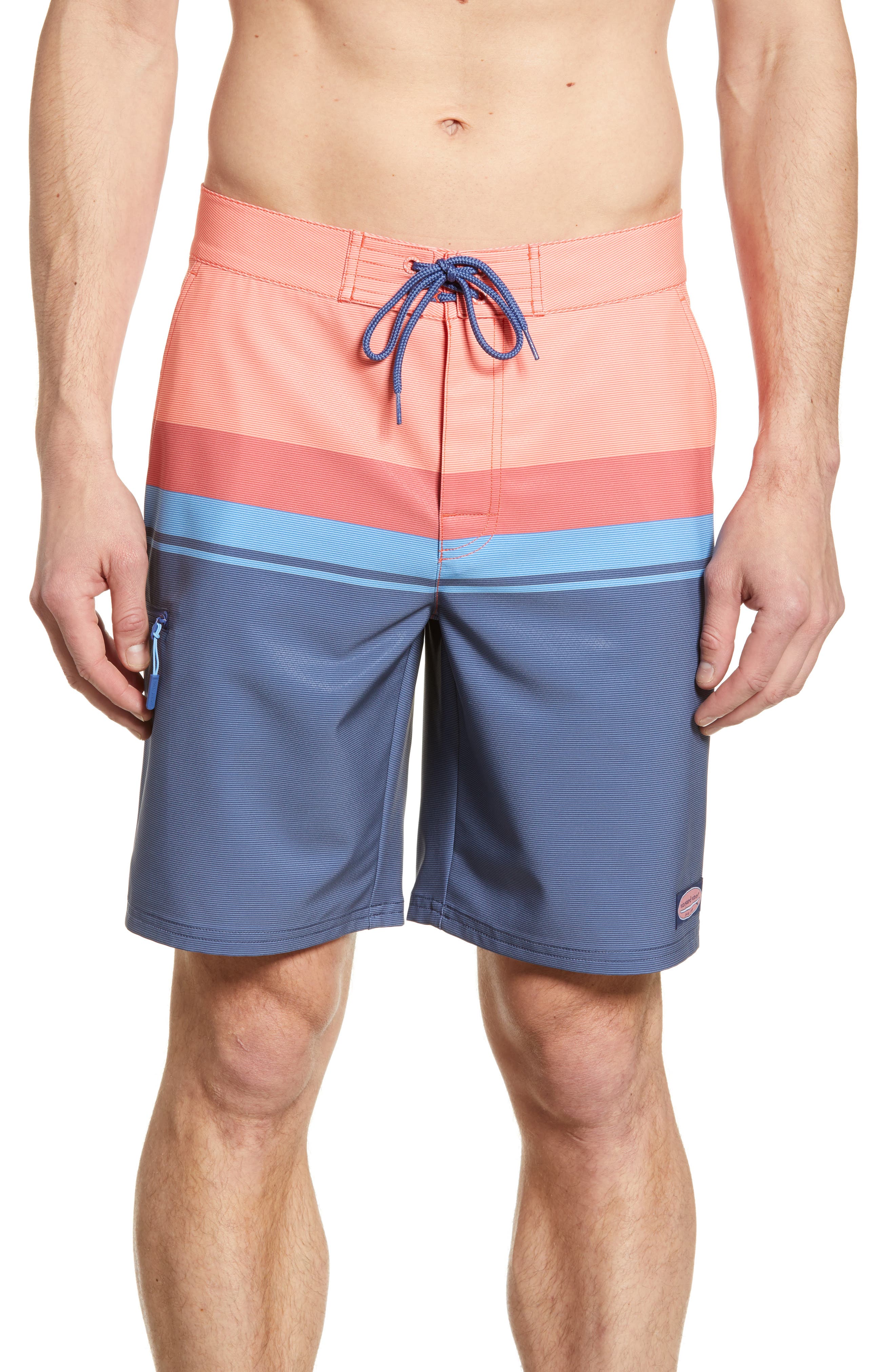 Vineyard Vines Striped Board Shorts, Red