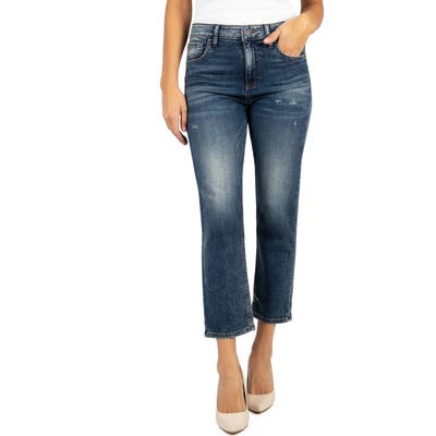 Kut From The Kloth Elizabeth High Waist Distressed Crop Straight Leg Jeans, Blue