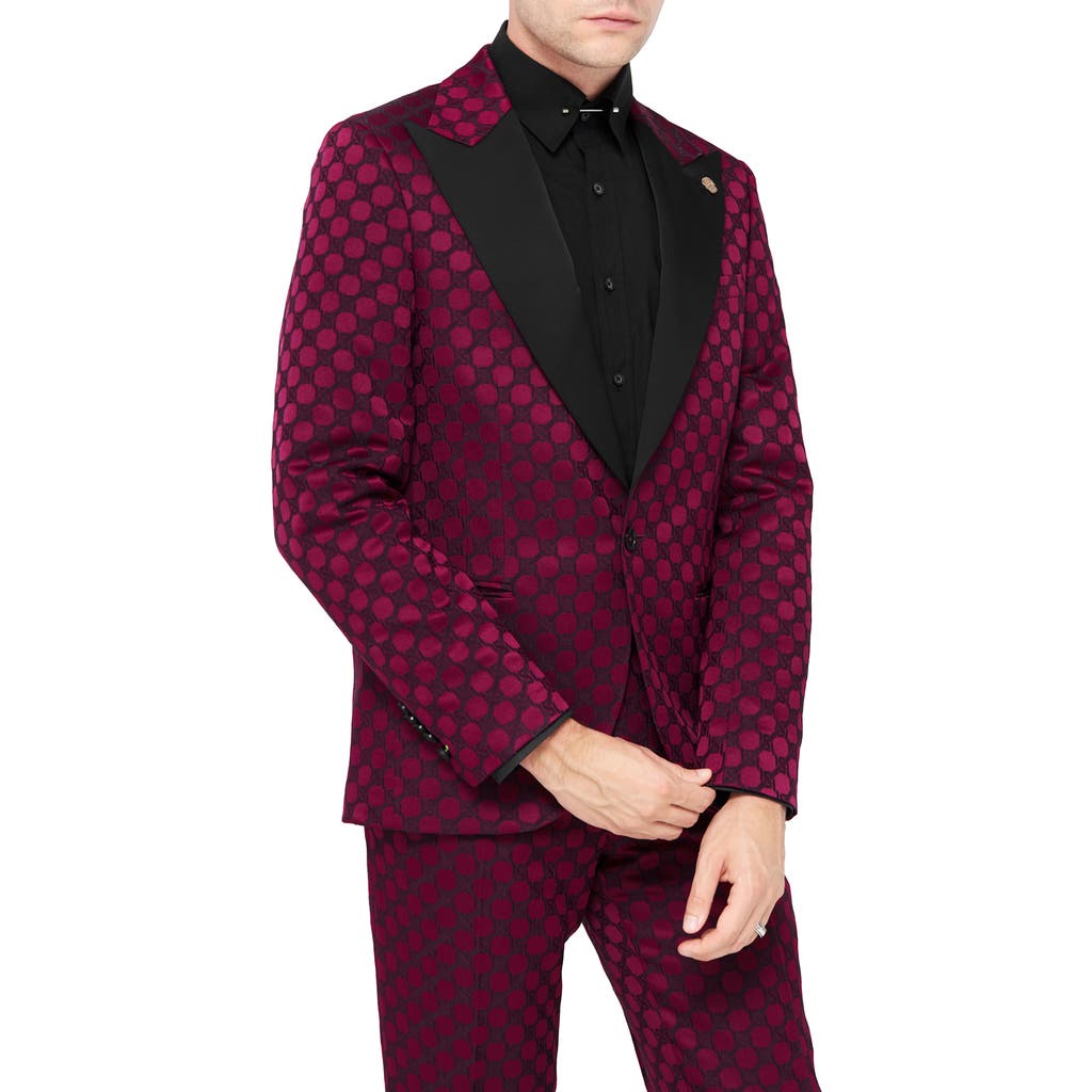 Twisted Tailor Papatya Slim Fit Burgundy Jacquard Sport Coat In Burgundy