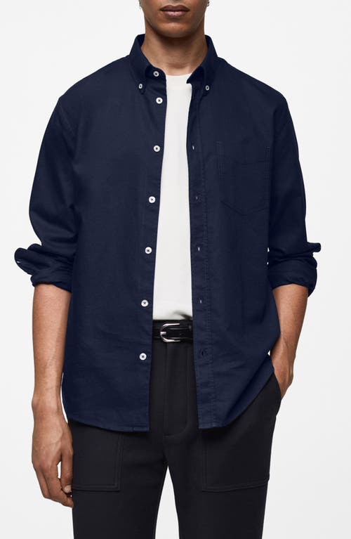 Shop Mango Regular Fit Oxford Button-down Shirt In Dark Navy