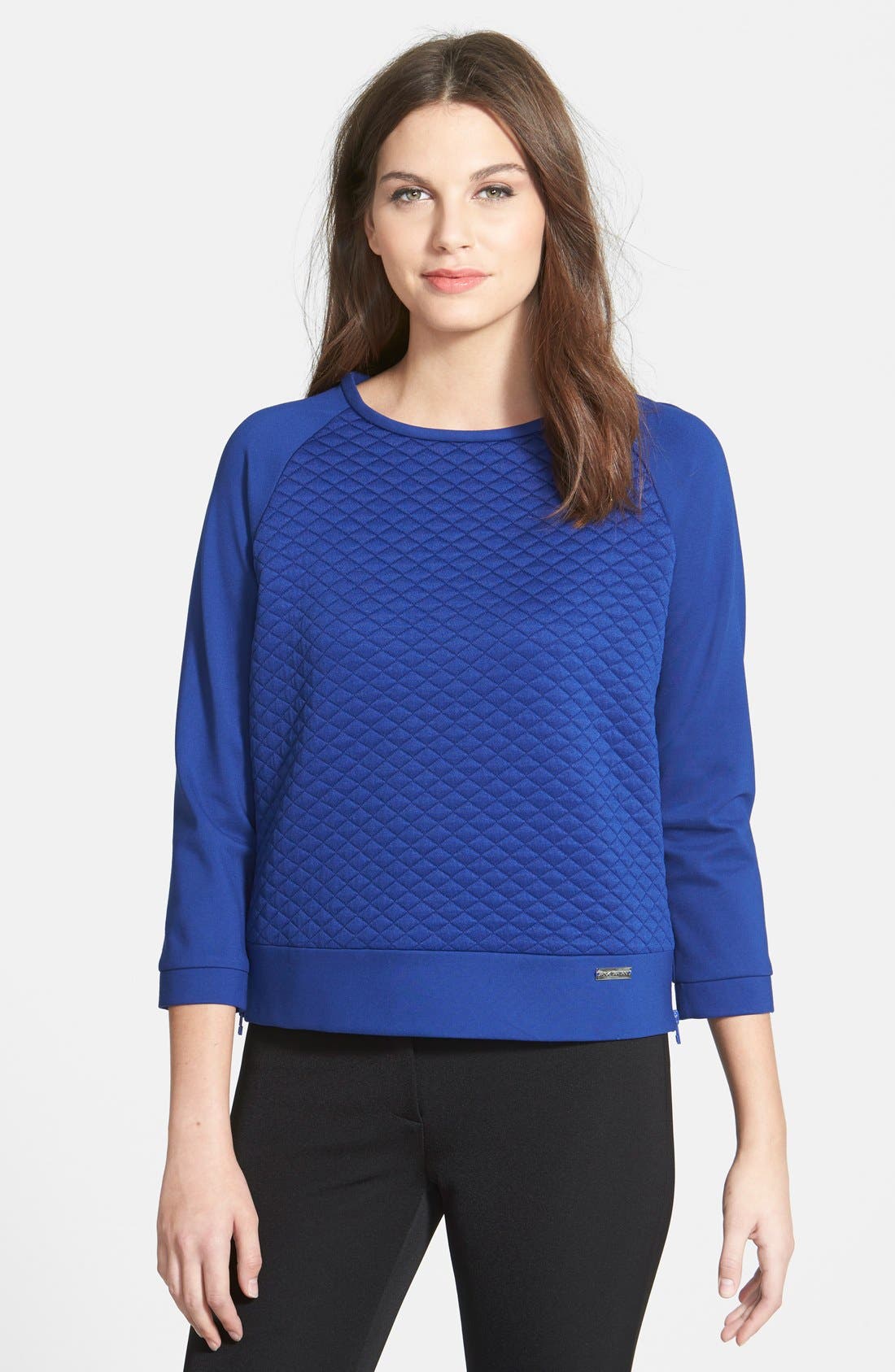 Pink Tartan Side Zip Quilted Sweatshirt Nordstrom
