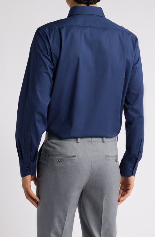 Lorenzo Uomo Trim Fit Solid Stretch Cotton Dress Shirt In Navy