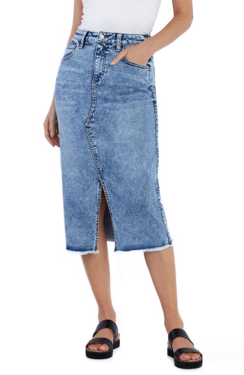 Wash Lab Denim Fresh Denim Midi Skirt In Fresh Blue