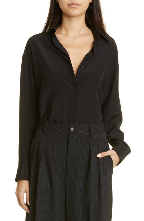 Nili Lotan Julien Silk Button-Up Shirt in Black at Nordstrom, Size X-Small