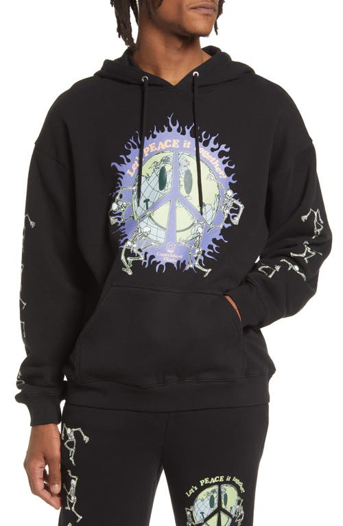 CONEY ISLAND PICNIC Peaced Together Cotton Blend Hoodie in Black