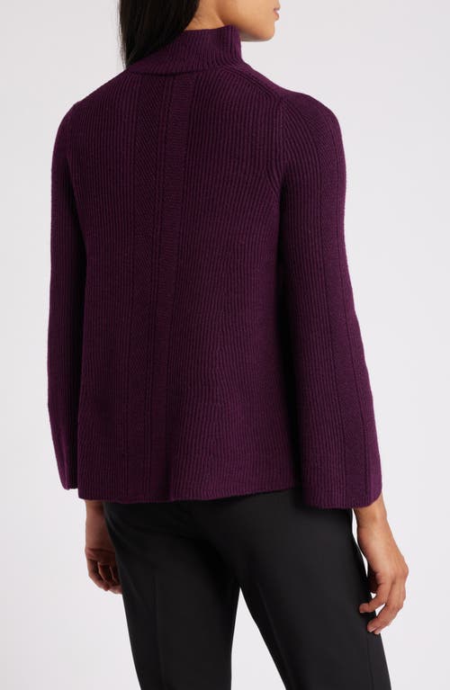 Shop Anne Klein Mock Neck Rib Sweater In Deep Plum