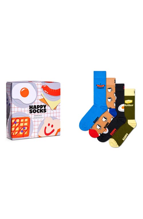 Happy Socks Assorted 4-pack Breakfast Socks Gift Box In Multi