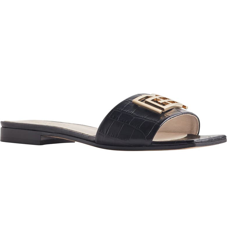 BRUNO MAGLI Ghita Croc Embossed Leather Slide Sandal | Nordstromrack