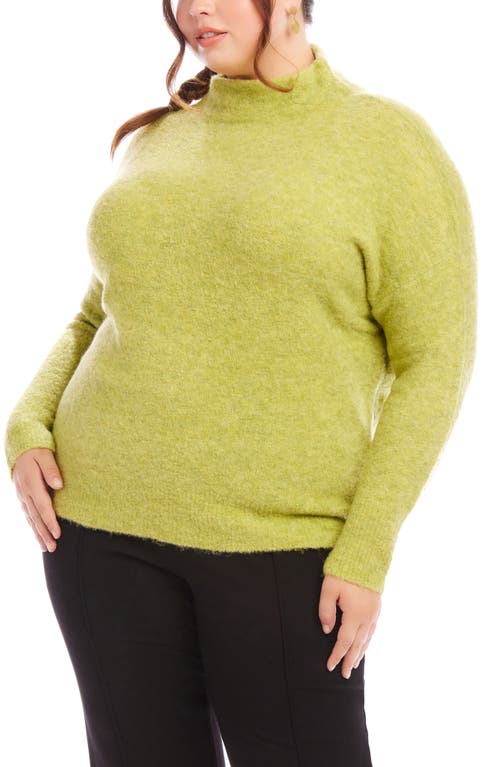 Shop Karen Kane Funnel Neck Bouclé Sweater In Moss