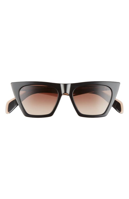 51mm Cat Eye Sunglasses in Black Beige/Brown Gradient