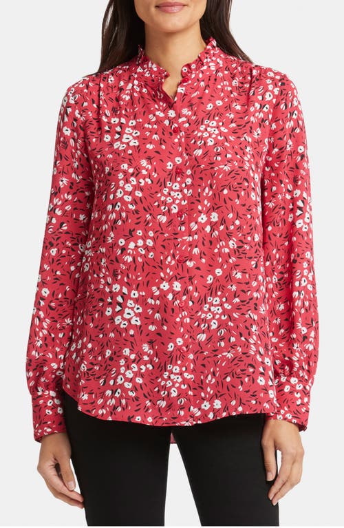 Shop Nydj Ruffle Neck Blouse In Cherry Creek