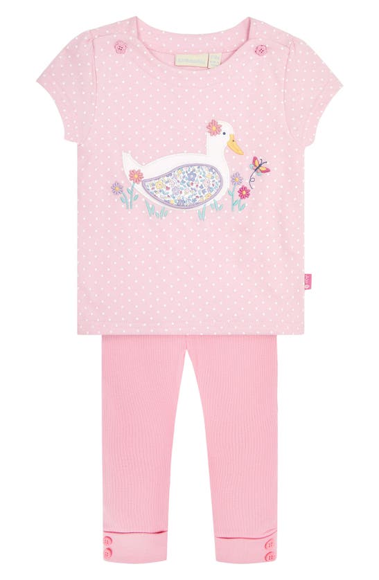 Jojo Maman Bébé Babies' Duck Appliqué T-shirt & Leggings Set In Pink
