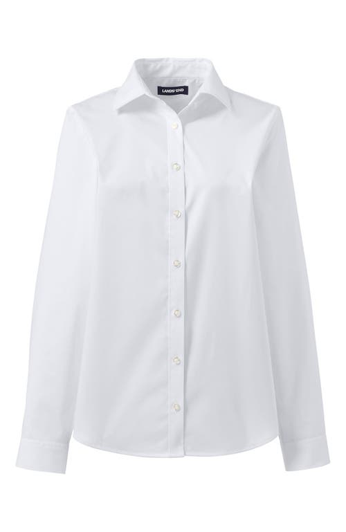 Lands' End School Uniform  No Gape Long Sleeve Stretch Shirt In Pearl White