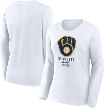 FANATICS Women's Fanatics Branded White Milwaukee Brewers Lightweight  Fitted Long Sleeve T-Shirt