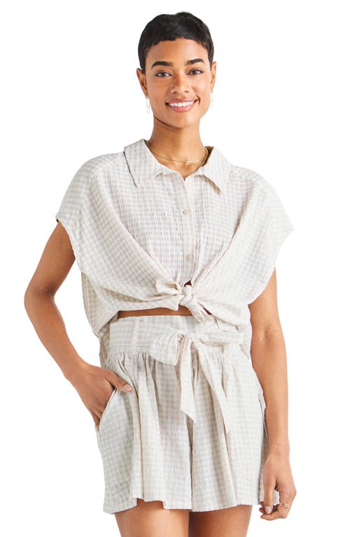 Shop Splendid Gabrielle Cotton Blend Gingham Shorts In White Sand/white