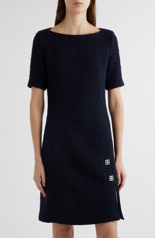 Shop Givenchy Wool Blend Bouclé Tweed Dress In Dark Navy