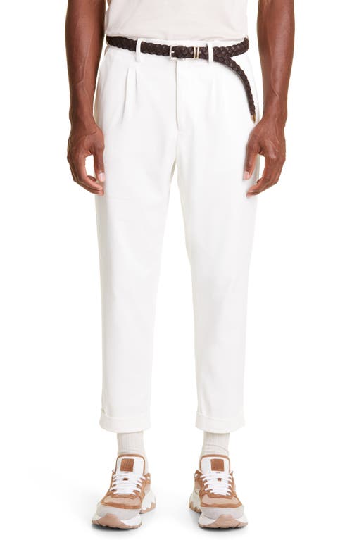 Eleventy Pleated Stretch Cotton Gabardine Pants in White