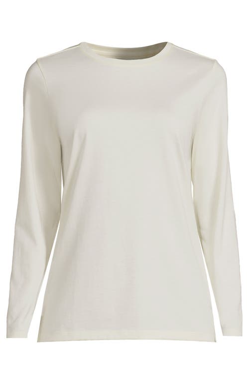 Shop Lands' End Plus Size Relaxed Supima Cotton Long Sleeve Crew Neck T-shirt In Fresh Ivory