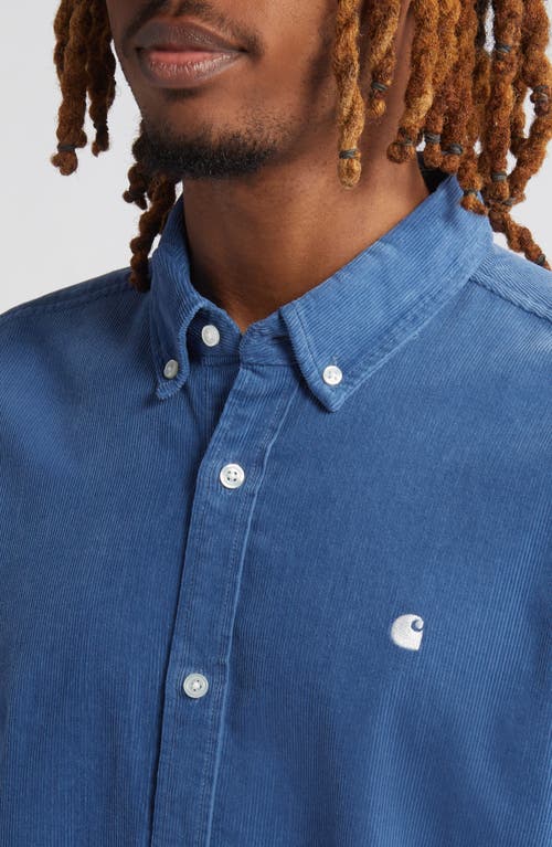 Shop Carhartt Work In Progress Madison Cotton Corduroy Button-down Shirt In Sorrent/wax