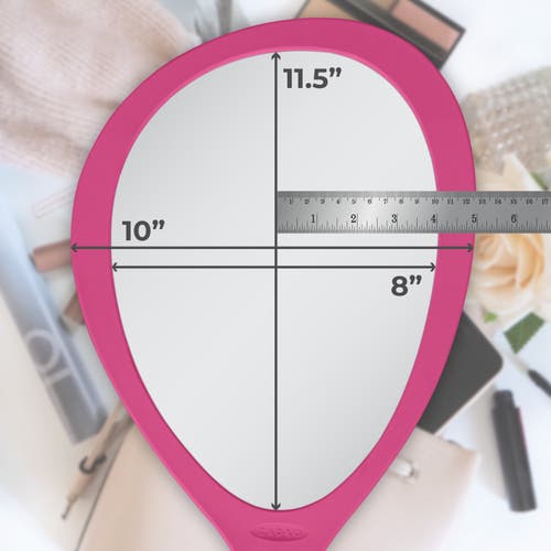 Zadro Xl Teardrop Handheld Mirror With Handle In Bright Pink