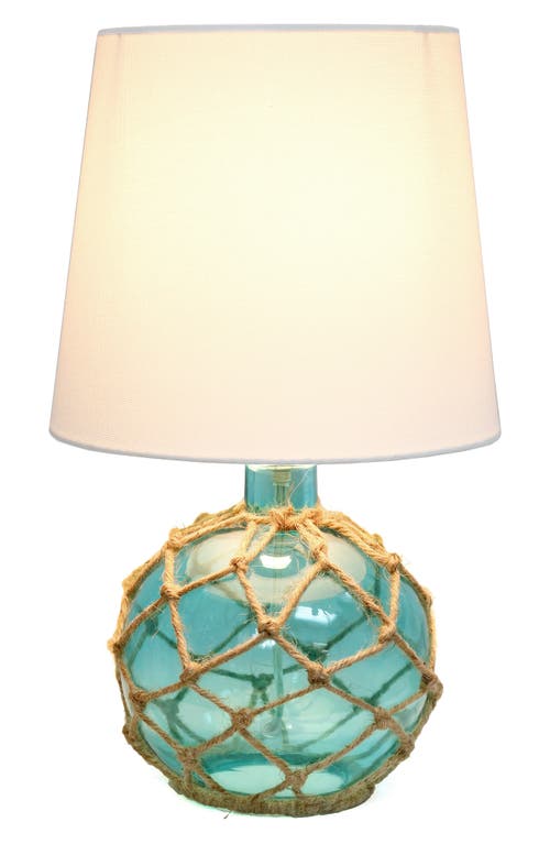 Shop Lalia Home Net Wrapped Round Table Lamp In Aqua/white