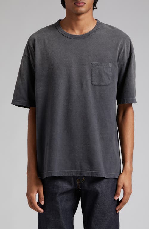 Oversize Jumbo Crash Garment Dyed Pocket T-Shirt in Black