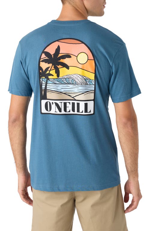 O'neill Sun Waves Cotton Graphic T-shirt In Real Teal