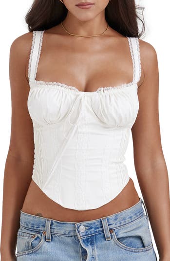 HOUSE OF CB Kitty Puff Sleeve Corset Crop Top