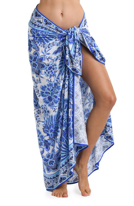 Shop La Blanca Beyond Print Cover-up Pareo In Blue