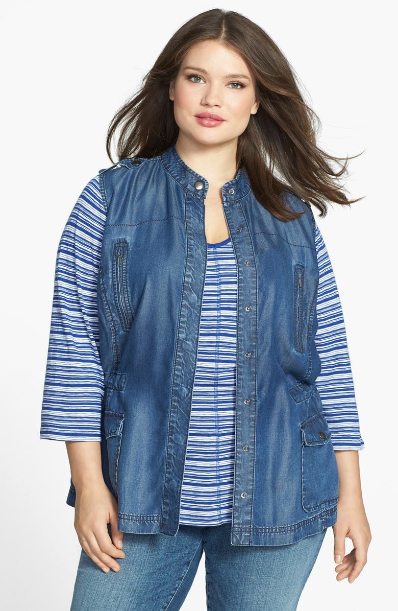 Sejour Chambray Utility Vest (Plus Size) | Nordstrom