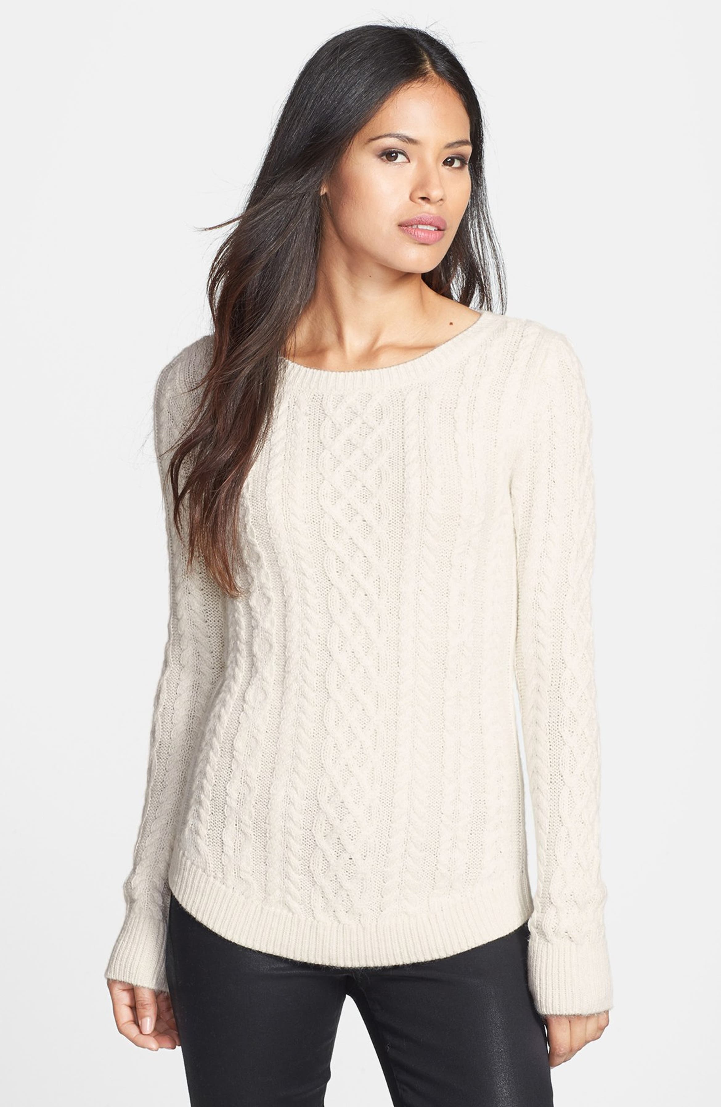 Anne Klein Back Zip Cable Knit Pullover | Nordstrom