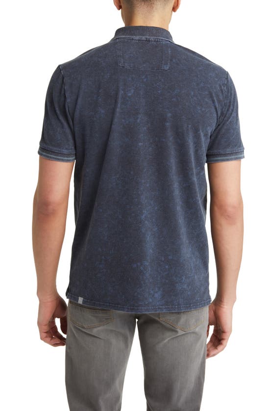 Stone Rose Tipped Acid Wash Performance Jersey Polo In Navy