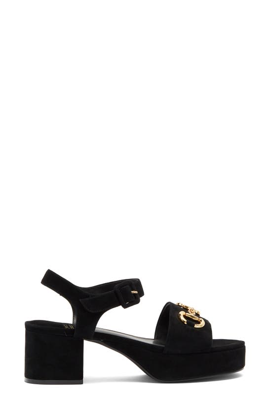 Jeffrey Campbell Timeless 2 Platform Sandal In Black Suede Gold
