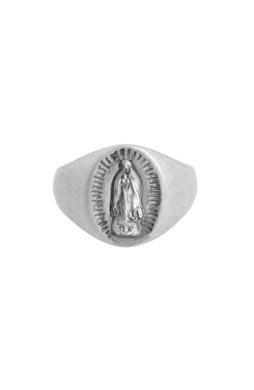 AllSaints Saint Sterling Silver Signet Ring in Warm Silver at Nordstrom, Size 9