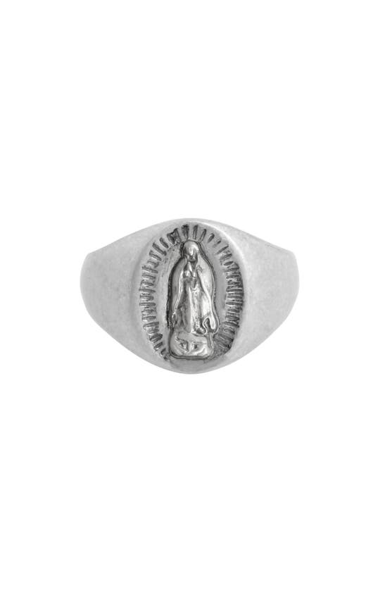 Shop Allsaints Saint Sterling Silver Signet Ring In Warm Silver