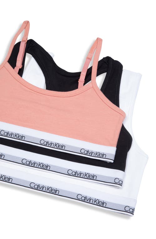 Calvin Klein Kids' Assorted 3-Pack Stretch Cotton Sports Bras in Rose Dawn/Black/White
