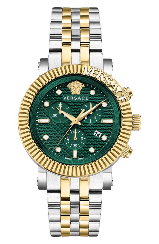 Versace Men's V-chrono Two-tone Stainless Steel Bracelet Watch In Two Tone
