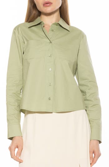Alexia Admor Women's Roxanne Long Sleeve Shirt In Sage